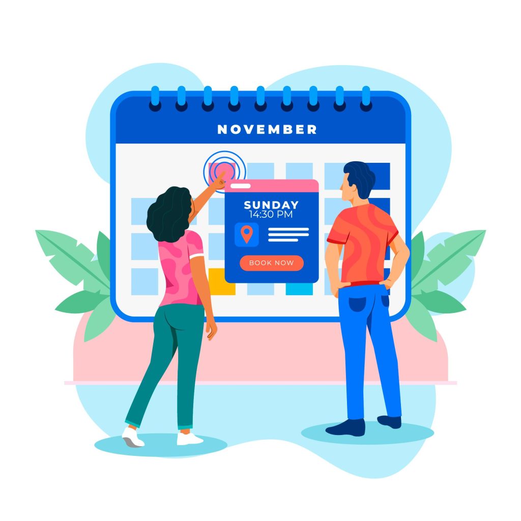 - WC Vendors two persons scheduling an appointment